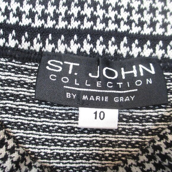 St. John Collection by Marie Gray Houndstooth Pull-On Elastic Waist Pencil 10 - Picture 3 of 6